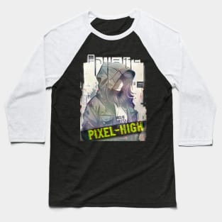 Pixel-High Vibrant Grunge Streetwear Baseball T-Shirt